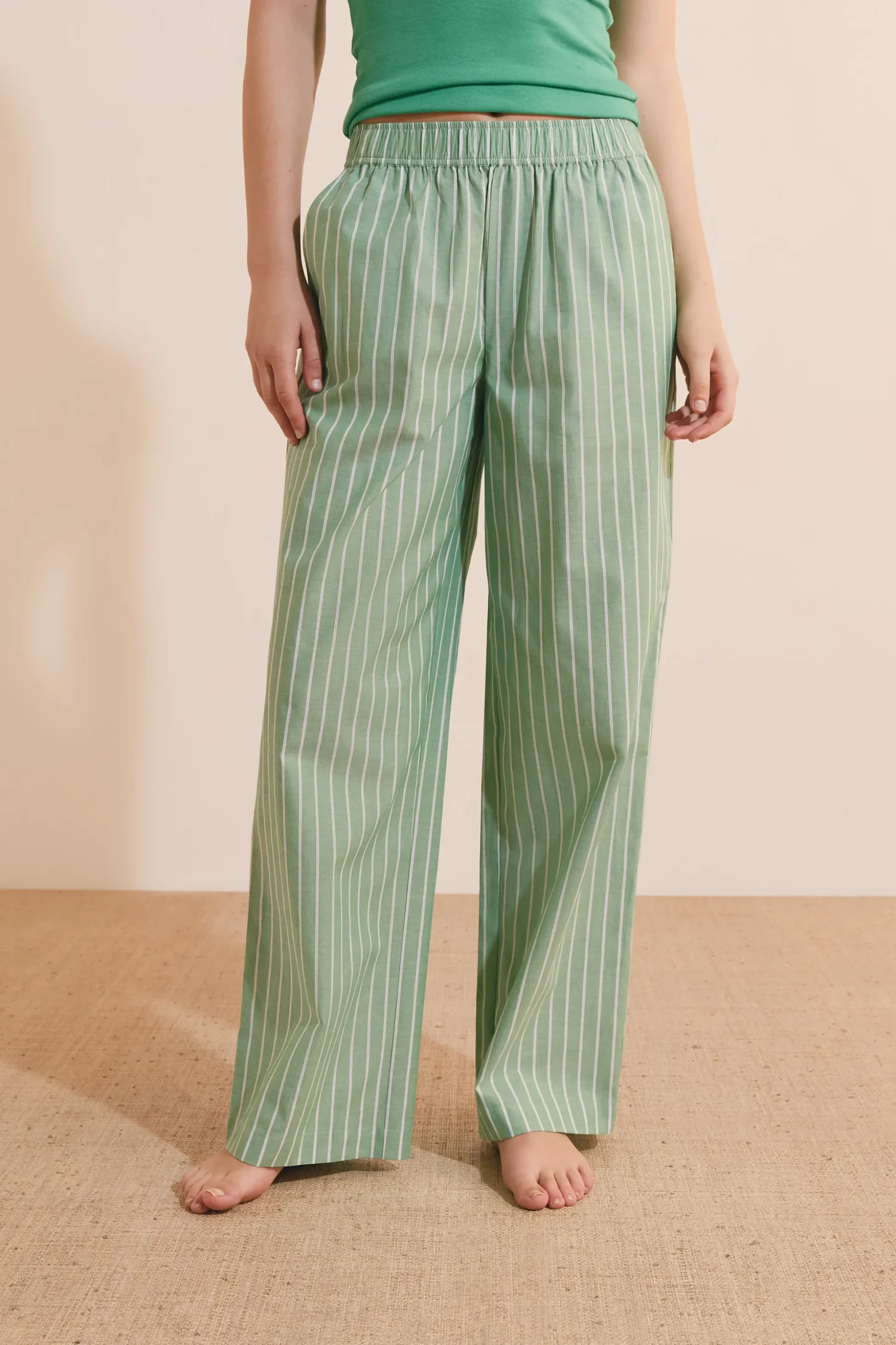 Pantalon de pyjama à rayures en coton