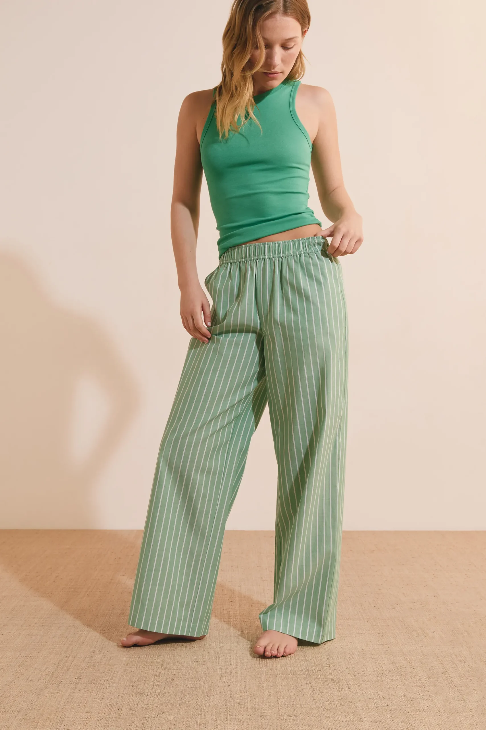 Pantalon de pyjama à rayures en coton