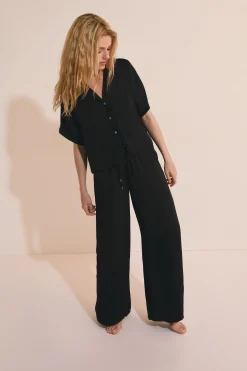 Pantalon de pyjama satiné coupe large