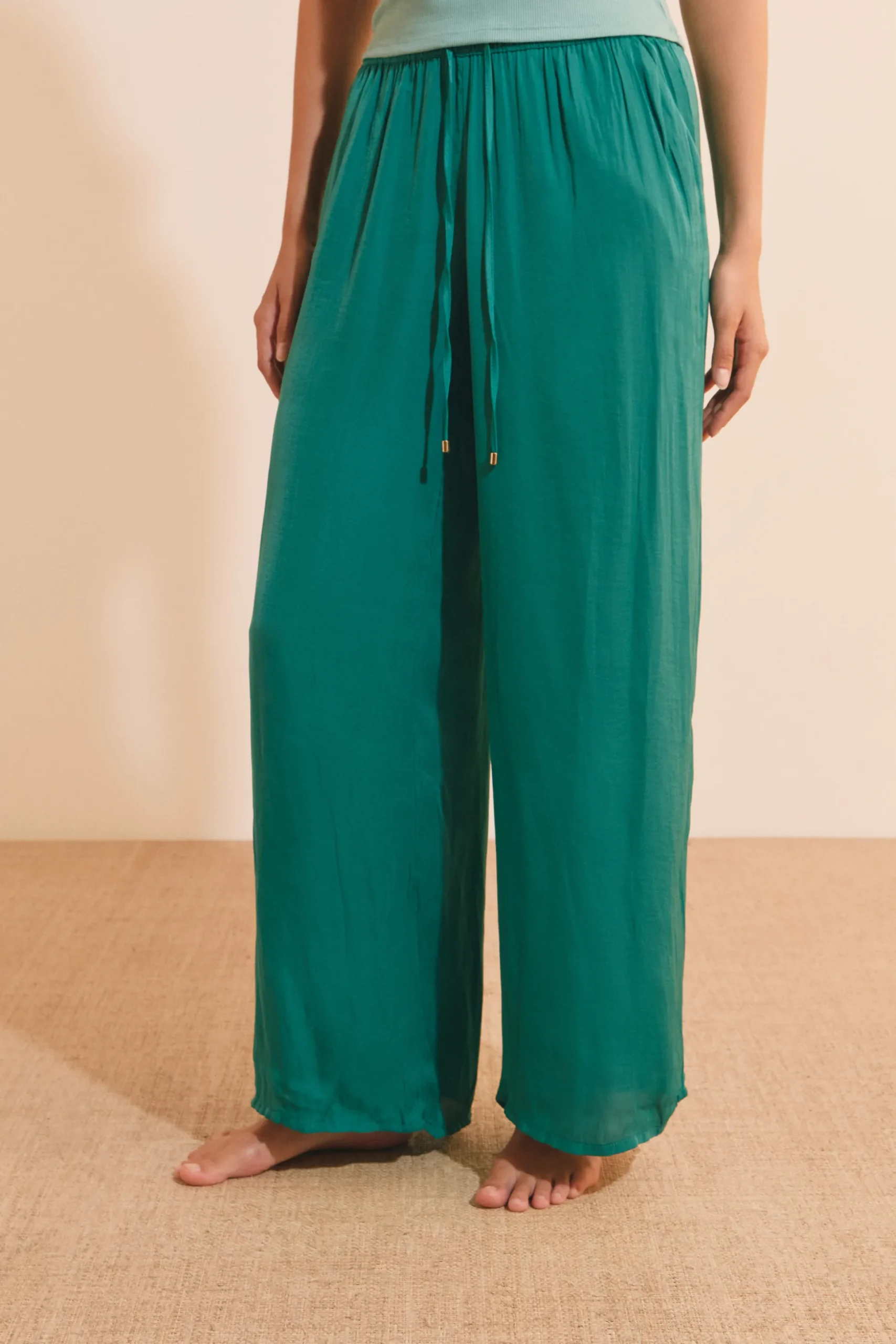 Pantalon de pyjama satiné coupe large