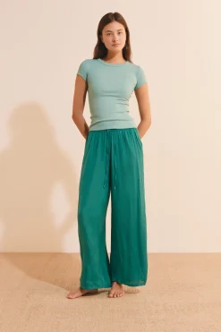 Pantalon de pyjama satiné coupe large
