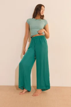 Pantalon de pyjama satiné coupe large