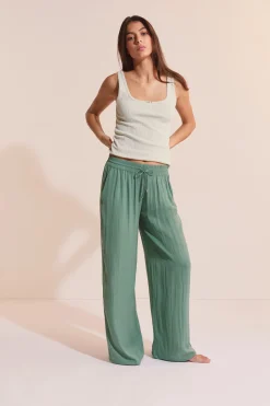 Pantalon de pyjama satiné coupe large