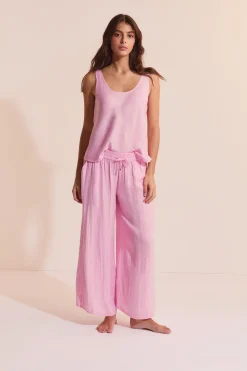 Pantalon de pyjama satiné coupe large