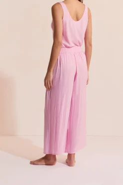 Pantalon de pyjama satiné coupe large
