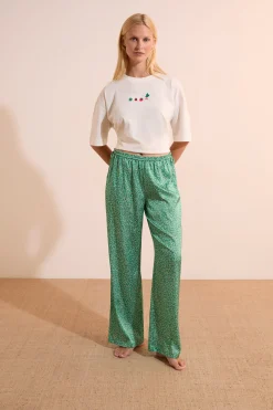 Pantalon de pyjama satiné à motifs