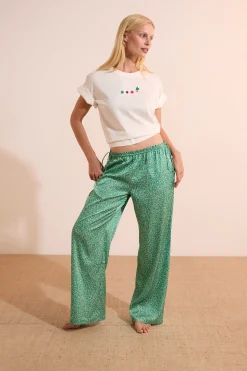 Pantalon de pyjama satiné à motifs