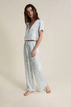 Pantalon de pyjama satiné à motifs