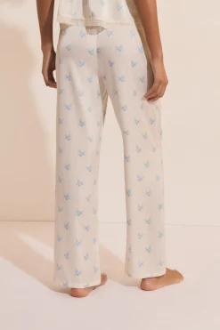 Pantalon de pyjama satiné à motifs fleuris