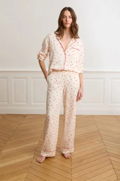 Pantalon de pyjama satiné à motifs bisous