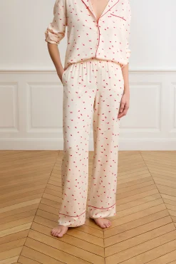 Pantalon de pyjama satiné à motifs bisous