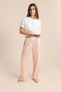 Pantalon de pyjama taille élastique "move, smile, sleep