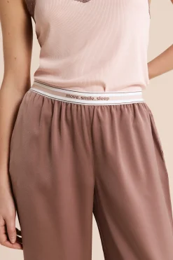 Pantalon de pyjama taille élastique "move, smile, sleep