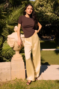 Pantalon droit satiné