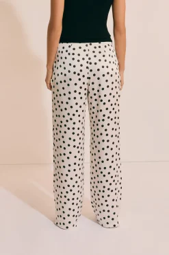 Pantalon droit satiné à pois