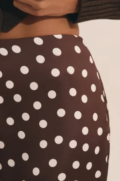 Pantalon droit satiné à pois