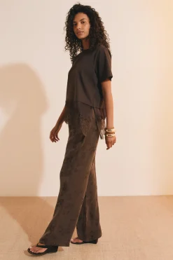 Pantalon fluide à motifs avec taille élastiquée
