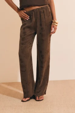 Pantalon fluide à motifs avec taille élastiquée