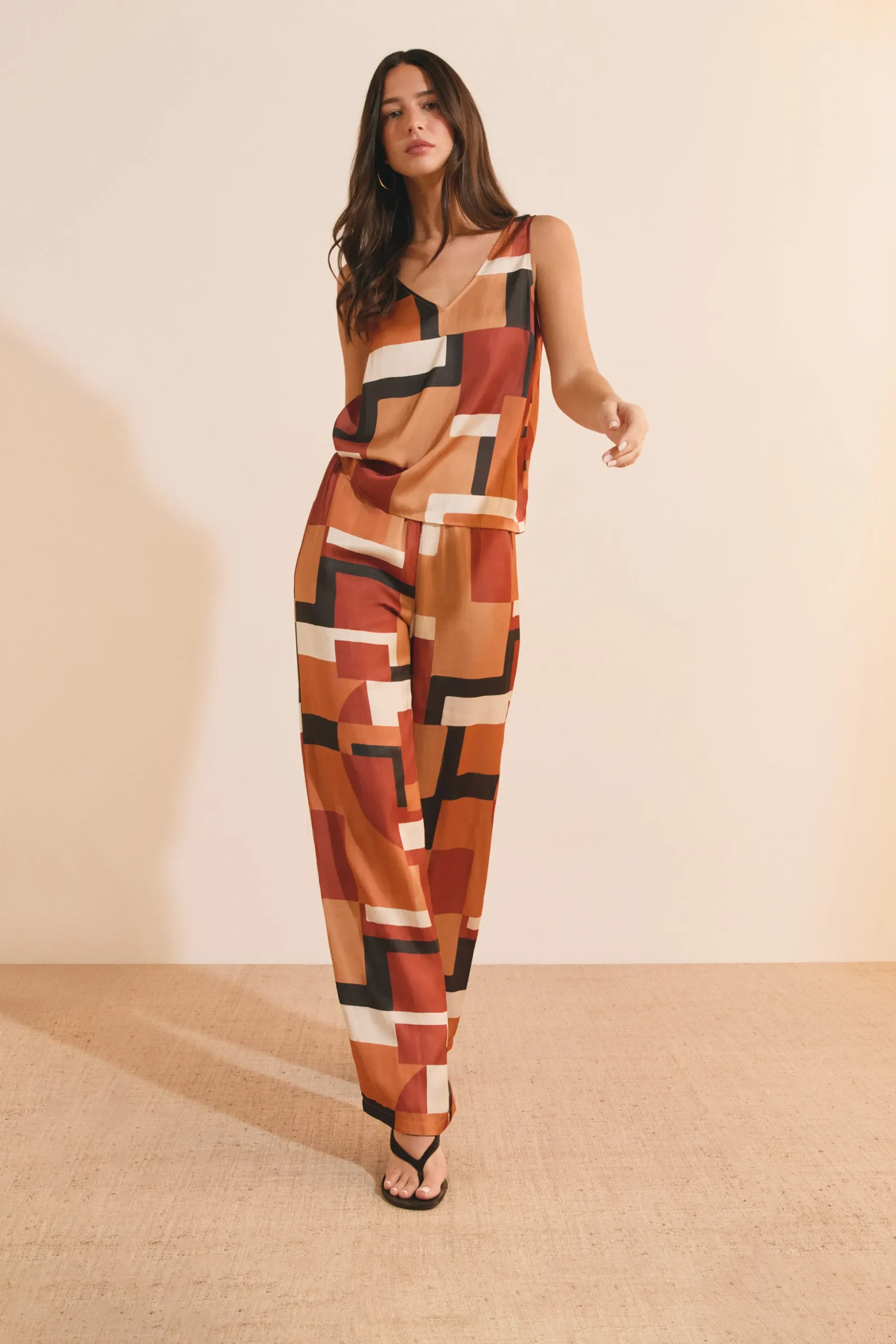 Pantalon à imprimé géométrique