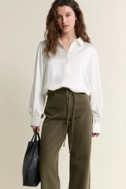 Pantalon large avec cordon en coton