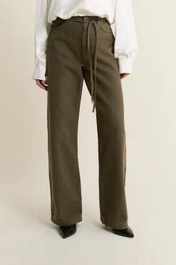 Pantalon large avec cordon en coton
