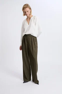 Pantalon large à carreaux