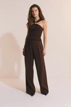 Pantalon large en lin mélangé