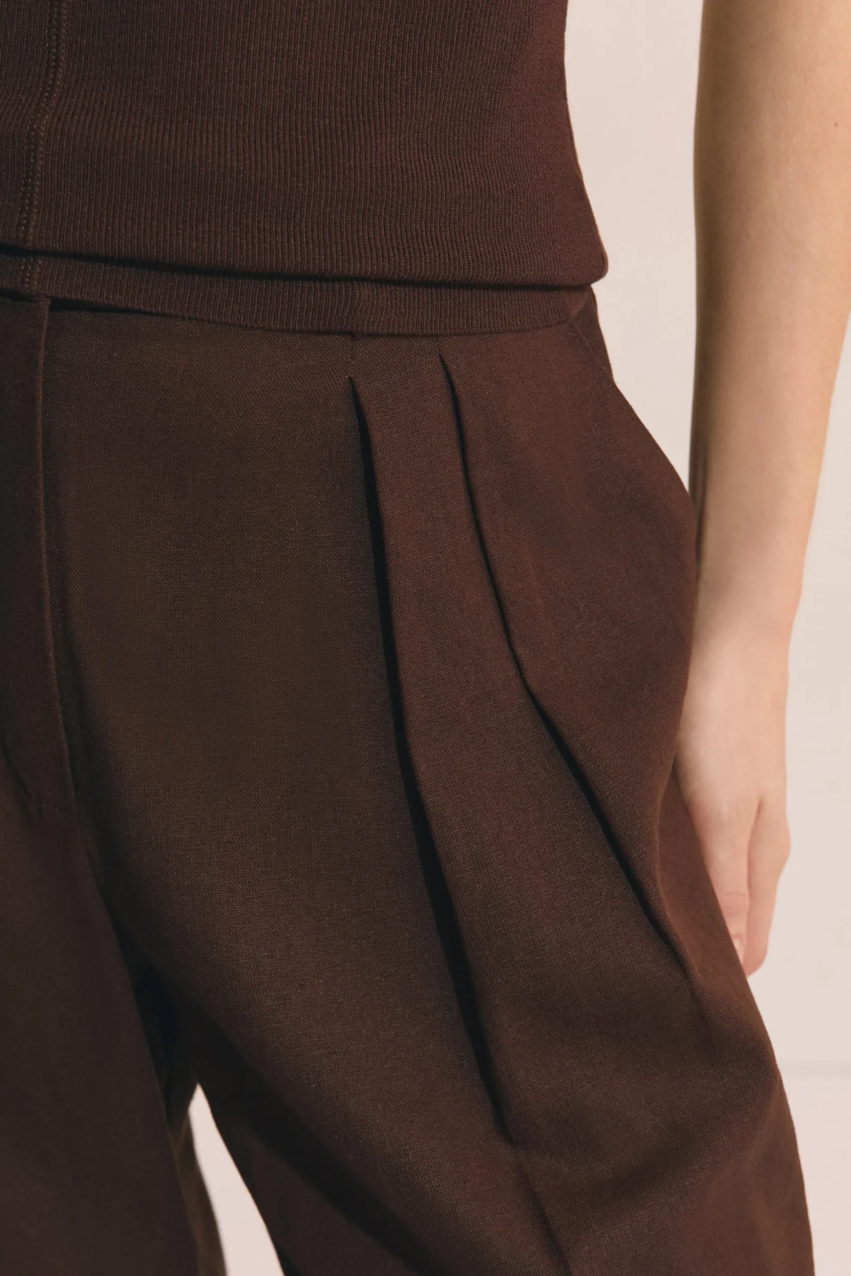 Pantalon large en lin mélangé