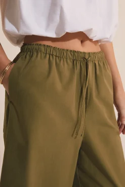 Pantalon élastiqué en coton