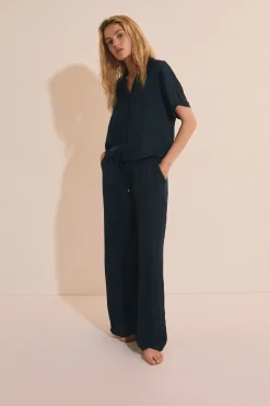 Pantalon satiné coupe large