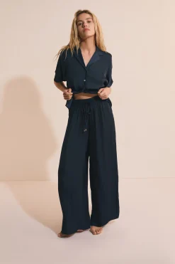 Pantalon satiné coupe large
