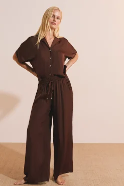 Pantalon satiné coupe large