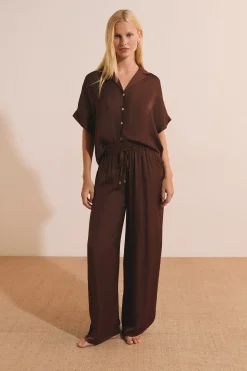 Pantalon satiné coupe large