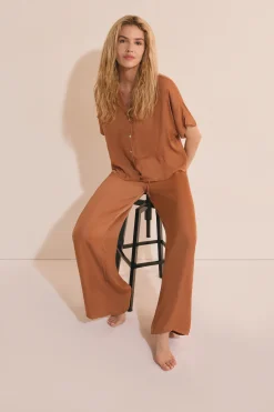 Pantalon satiné coupe large