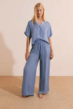 Pantalon satiné coupe large