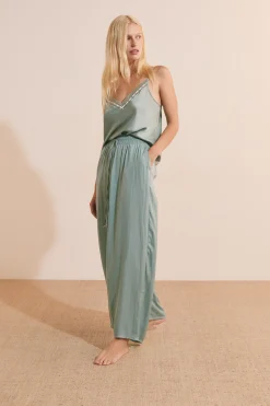 Pantalon satiné coupe large