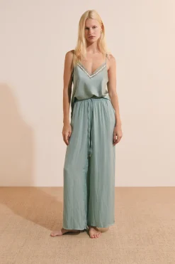 Pantalon satiné coupe large
