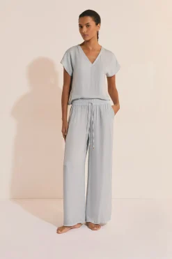 Pantalon satiné coupe large