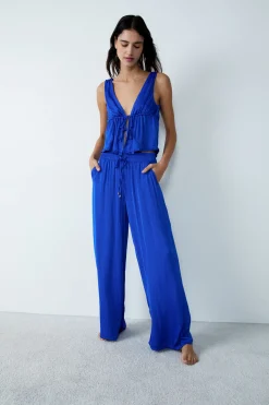 Pantalon satiné coupe large