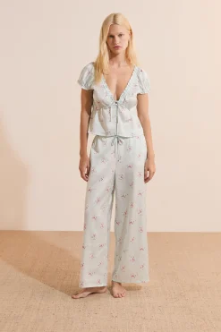 Pantalon 7/8 satiné à motifs
