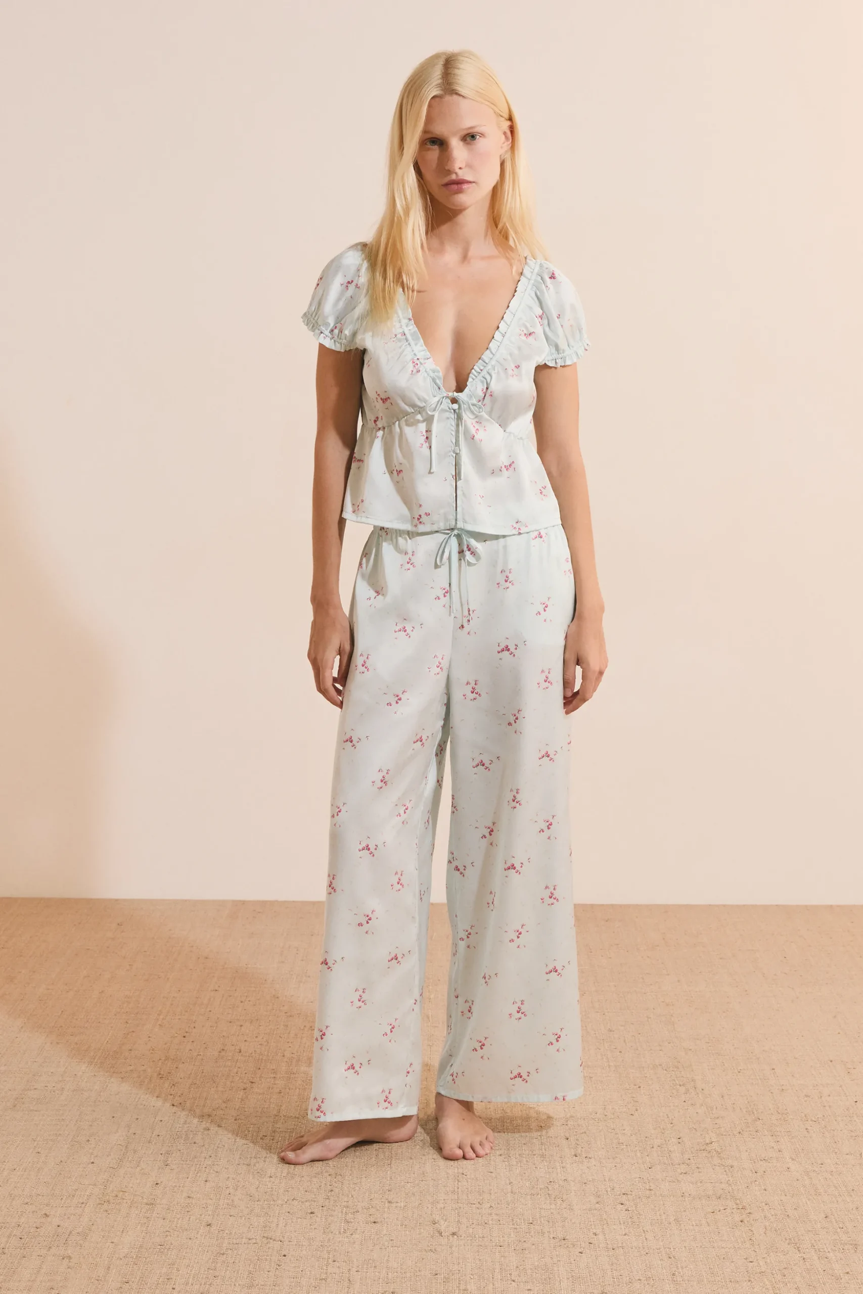 Pantalon 7/8 satiné à motifs