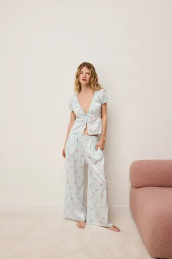 Pantalon 7/8 satiné à motifs