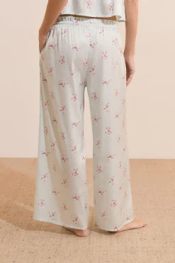 Pantalon 7/8 satiné à motifs