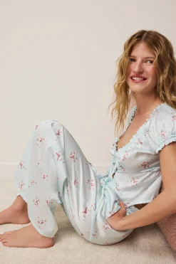 Pantalon 7/8 satiné à motifs