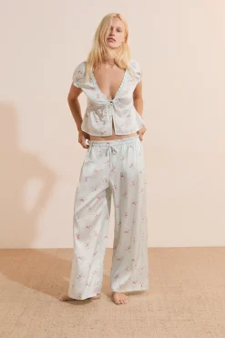 Pantalon 7/8 satiné à motifs