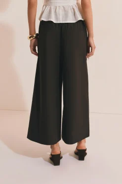Pantalon à taille ajustée en coton