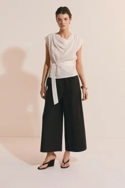 Pantalon à taille ajustée en coton