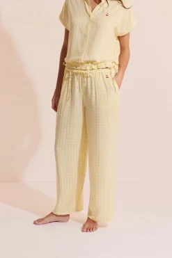 Pantalon vichy à motif cerise