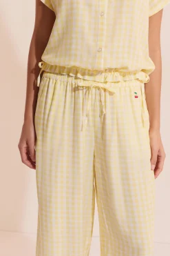 Pantalon vichy à motif cerise