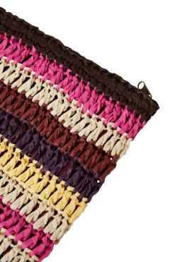 Pochette en raphia à rayures